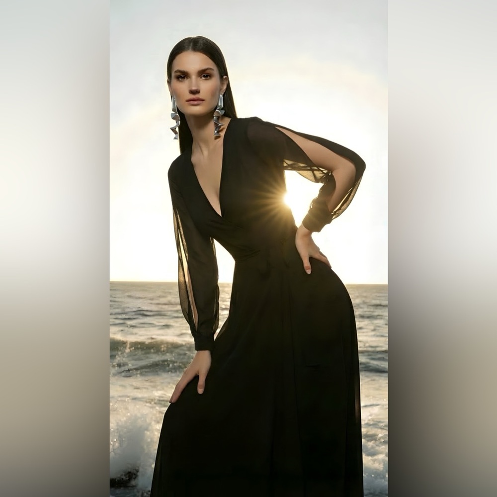 35. The Room Wrap Tie Dress - Black - Picture 2 of 2